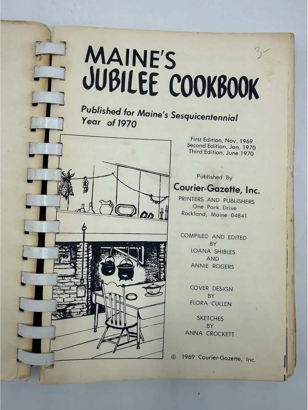 Vintage 1969 Maine's Jubilee Cookbook, Local Recipes Spiral Fundraiser Cookbook